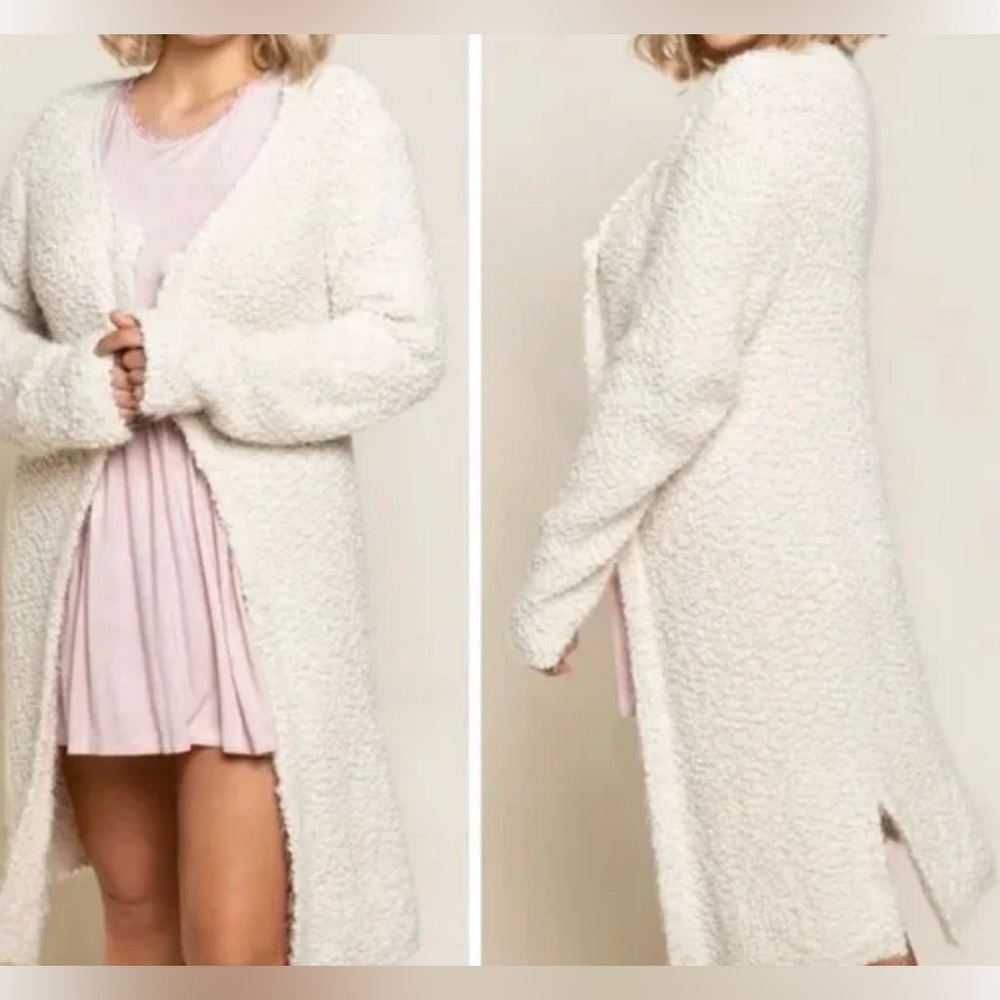 POL Cozy off White Textured Cardigan